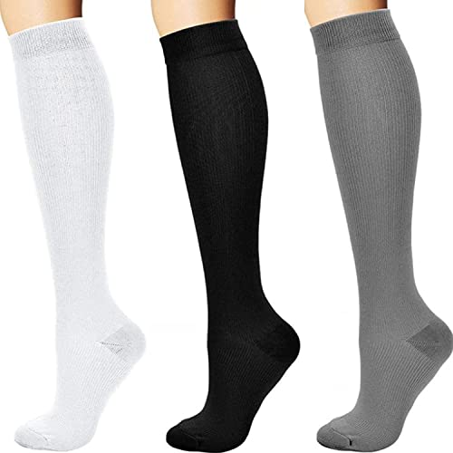 3 Paar Kompressionsstrümpfe Kompressionssocken Stützstrümpfe Compression Socks Laufstrümpfe Kompression für für Laufen, Sport, Erholung, Blutzirkulation, Flug für Damen und Herren von ANZII