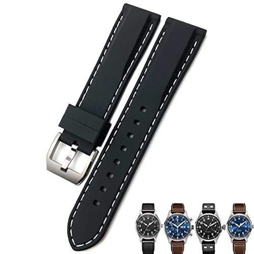 ANZOAT 20 mm, 21 mm, 22 mm, Gummi-Silikon-Armband für IWC Pilot Mark 18 Watch, Sportarmband, Schwarz / Blau, 19 mm, Achat von ANZOAT