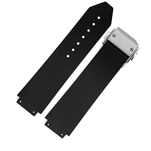 ANZOAT Authentisches Uhrenarmband aus Edelstahl, ohne Schnalle, schwarzes Silikon, 25 x 19 mm, für Hublot Big Bang Uhrenarmband, 25X19mm, Achat von ANZOAT