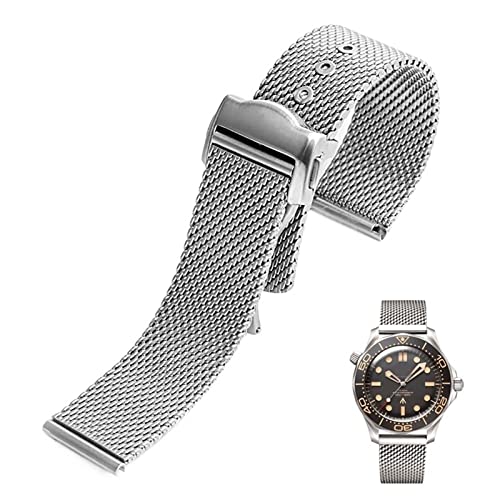 ANZOAT Edelstahl-Uhrenarmband 20 mm für Omega 007 James Bond Seamaster 300 Uhrenarmband, gewebt, Mailand, 316L Metallarmbänder, 20 mm, Achat von ANZOAT