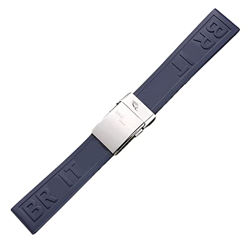 ANZOAT Gummi-Silikon-Uhrenarmband, 20 mm, 22 mm, 24 mm, Uhrenarmband für Breitling, Navitimer, Avenger, Faltschnalle, 20 mm, Achat von ANZOAT