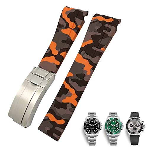 ANZOAT Gummi-Uhrenarmband, 20 mm, 21 mm, passend für Submariner Rolex Daytona GMT Seiko Hamilton Sportarmband mit gebogenem Ende, 20 mm, Achat von ANZOAT