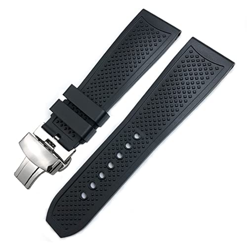 ANZOAT Gummi-Uhrenarmband, 22 mm, 24 mm, 23 mm, passend für Calibre de Cartier Tank Solo Santos de, wasserdichtes Silikon-Uhrenarmband, Schmetterlingsschnalle, 24 mm, Achat von ANZOAT