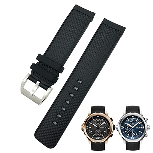 ANZOAT Uhrenarmband aus Fluorkautschuk, 22 mm, weiches schwarz-blaues Uhrenarmband für IWC Aquatimer Family für Herren, 22 mm, Achat von ANZOAT