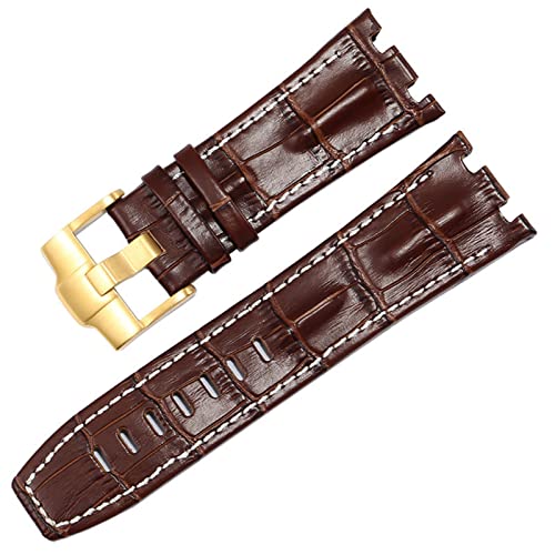 ANZOAT Uhrenarmband aus echtem Leder für AP 15703 Royal Oak Offshore-Serie, 28 mm Krokodil-Uhrenarmbänder, 28mm, Achat von ANZOAT