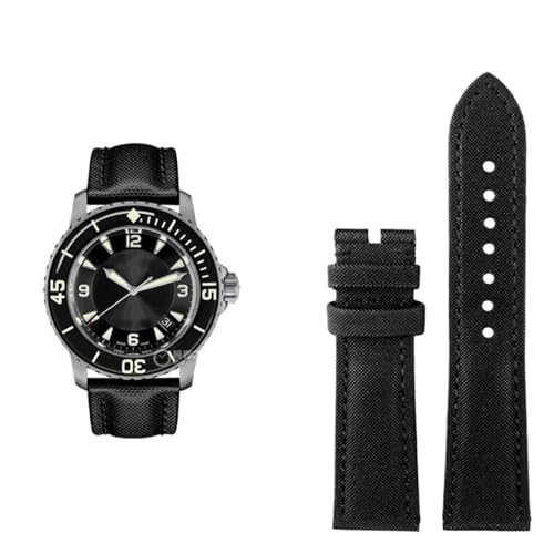 ANZOAT Uhrenarmband aus hochdichtem Nylon, 23 mm, speziell für Blancpain Fifty Fathoms 5000 5015, Armband mit Schmetterlingsschnalle, Canvas-Lederunterseite, 23 mm, Achat von ANZOAT