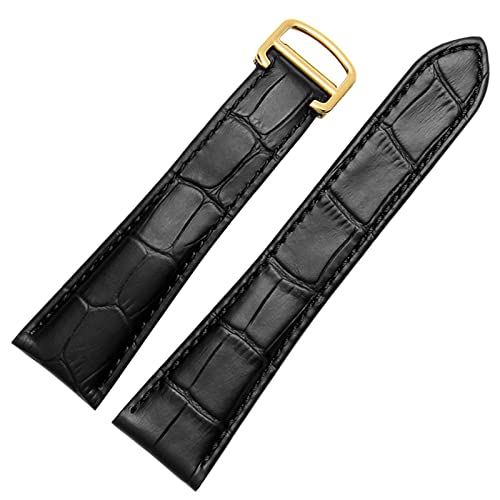 ANZOAT Uhrenarmband für Cartier Tank Echtleder-Uhrenarmband Herren Claire Ledergürtel London Solo Mechanische Uhrenzubehör 25 mm (Farbe: Schwarz-Gold, Größe: 25 mm) von ANZOAT