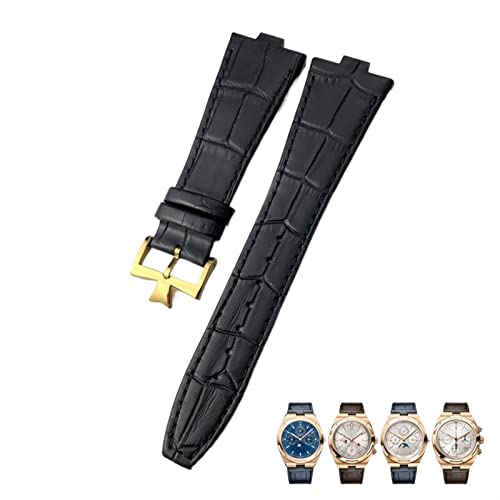 ANZOAT Uhrenarmband für Vacheron Constantin Overseas Schwarz Blau Braun Bambusmaserung 25 mm echtes Leder konvexe Schnittstelle Uhrenarmband, Einheitsgröße, Achat von ANZOAT