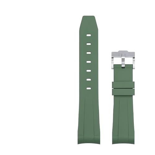 ANZOAT Uhrenarmband mit gebogenem Ende, 21 mm, natürliches Fluorkautschuk, Ersatz für Rolex-Armband, Grün Submariner Explorer 2 Rollen Uhrenarmband (Farbe: Grün, Größe: 21 mm) von ANZOAT