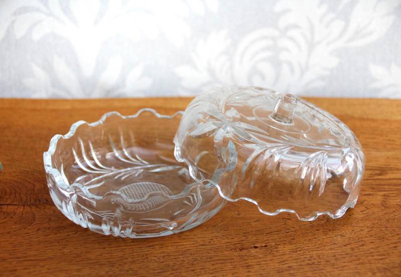 Glasdose Glasbehälter Rund Klarglas Deckeldose Marmeladenglas Zuckerdose Bonboniere Vintage Aufbewahrung von ANadelchen