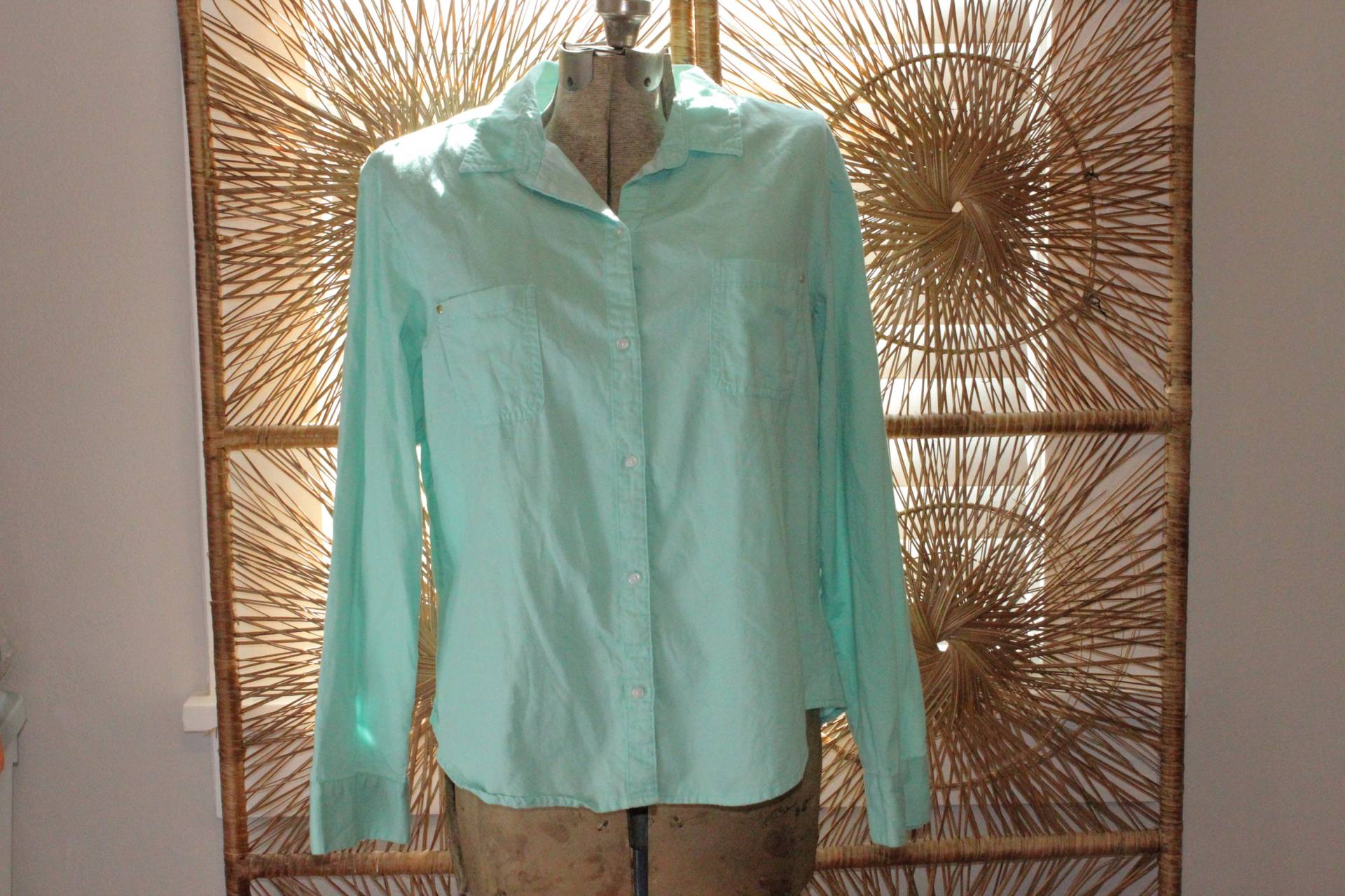 Große, Damen Casual Bluse, Damen Tops, Damen Shirts, Mint Grüne Bluse Aus Baumwolle Große, Damen Casual Bluse, Damen Tops, Damen Shirts, Mint Grüne Bluse Aus Baumwolle von ANewDayVintage