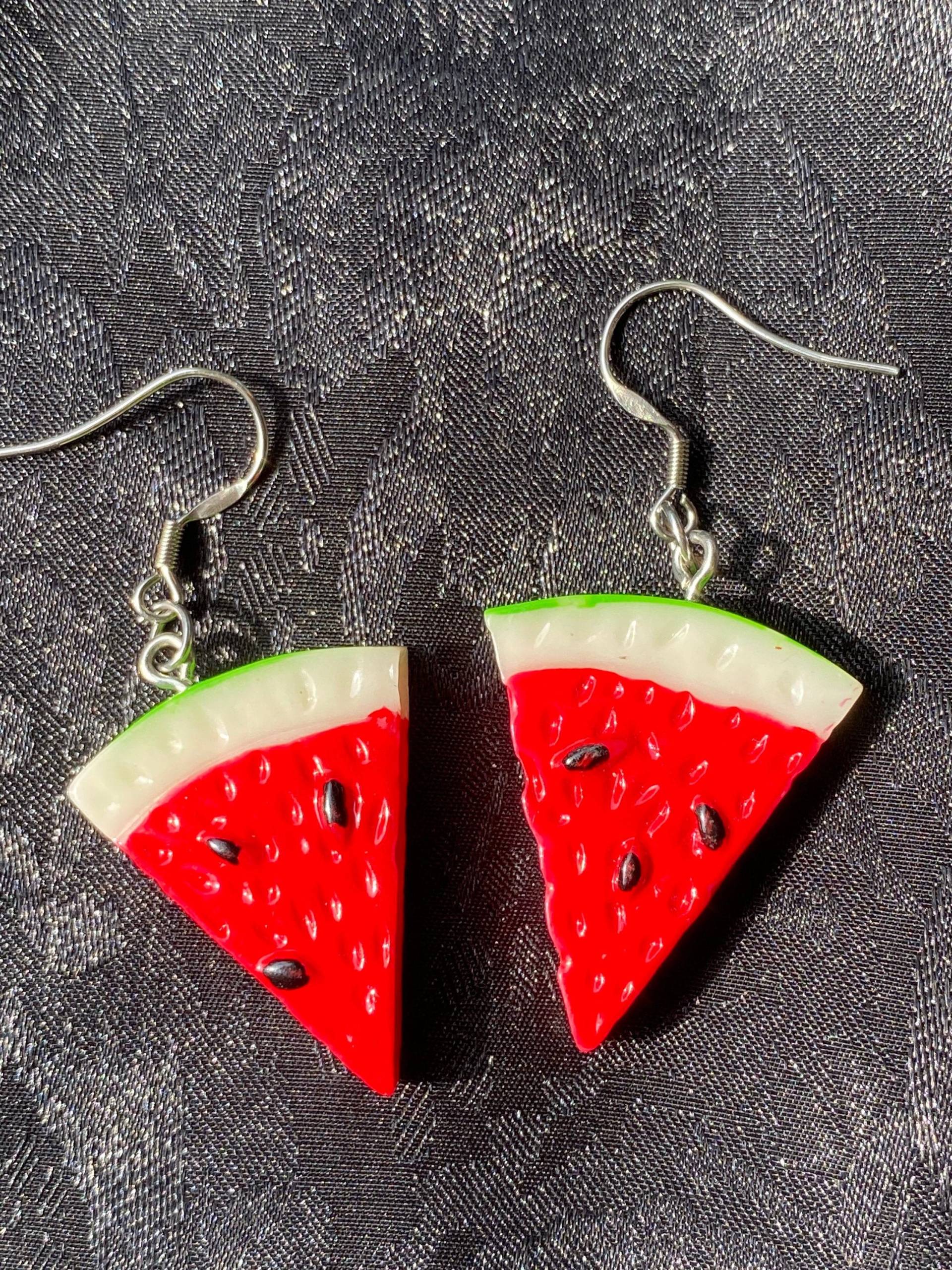 Wassermelone Zucker Ohrringe, Wassermelone Tropfen Scheibe Ohrringe Billig, Wassermelone Niedlich, Obst von ANewDayVintage