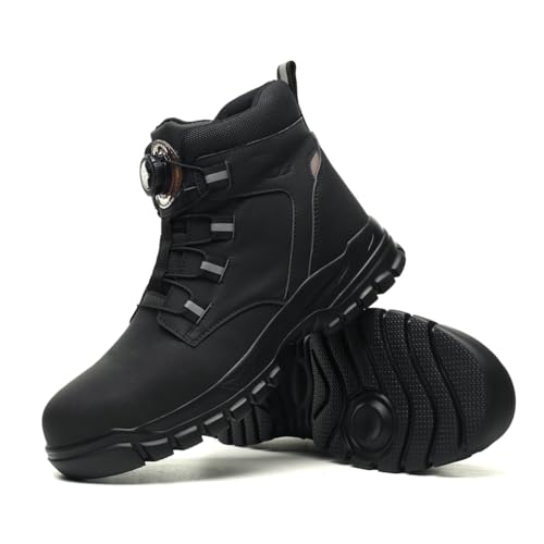 AOACOEBN Arbeitsschuhe Herren Damen Hoch Leicht Sicherheitsschuhe Trends Drehknopf Stahlkappenschuhe rutschfest Arbeitsstiefel Sportlich Sicherheitsstiefel Unisex 36-47 EU von AOACOEBN