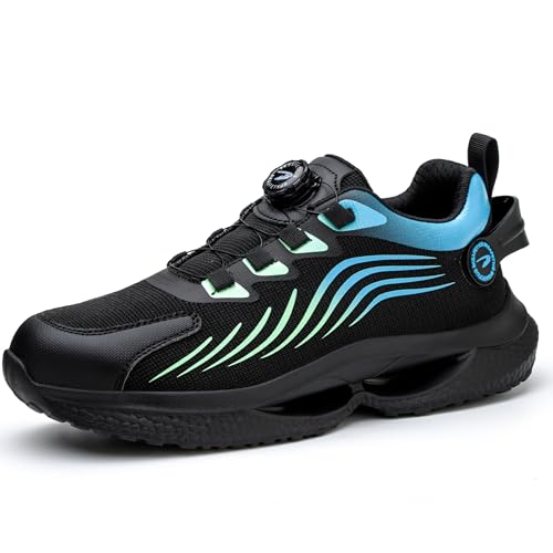 AOACOEBN Arbeitsschuhe Herren Sicherheitsschuhe Damen Leicht Stahlkappenschuhe Sportlich rutschfest Atmungsaktiv Schutzschuhe mit Drehknopf von AOACOEBN