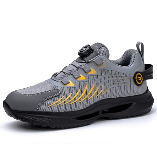 AOACOEBN Arbeitsschuhe Herren Sicherheitsschuhe Damen Leicht Stahlkappenschuhe Sportlich rutschfest Atmungsaktiv Schutzschuhe mit Drehknopf von AOACOEBN