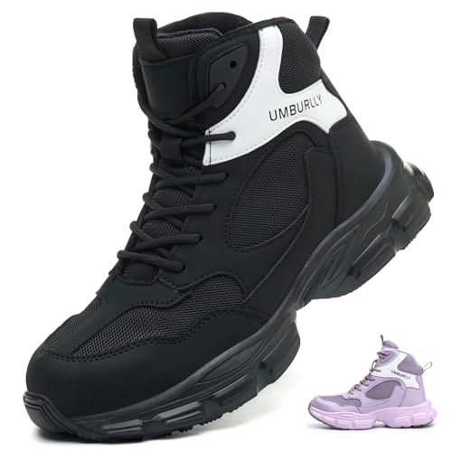 AOACOEBN Winter Sicherheitsschuhe Damen Leicht Arbeitsschuhe Stahlkappen Schutzschuhe Warm Gefütterte Sicherheitsstiefel rutschfeste Arbeitsstiefel, Schwarz, 39 EU von AOACOEBN