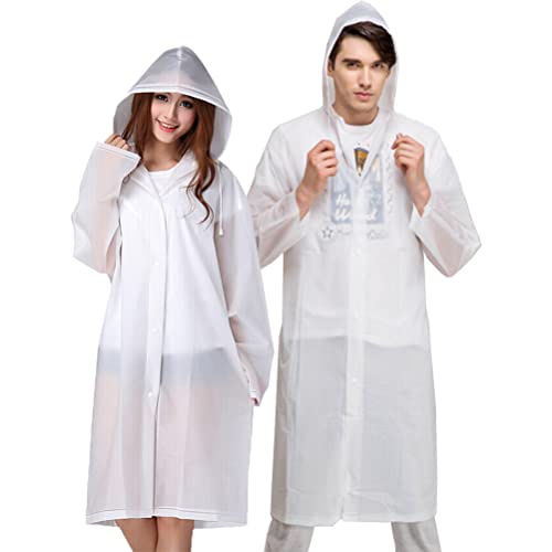 AOBETAK Regenponcho Wiederverwendbar Lang für Damen Herren,2 Stück Tragbar Regenjacke Atmungsaktiv Regencape Wasserdicht Regenmantel für Reisen,Festival,Wandern (Eva),Transparent von AOBETAK