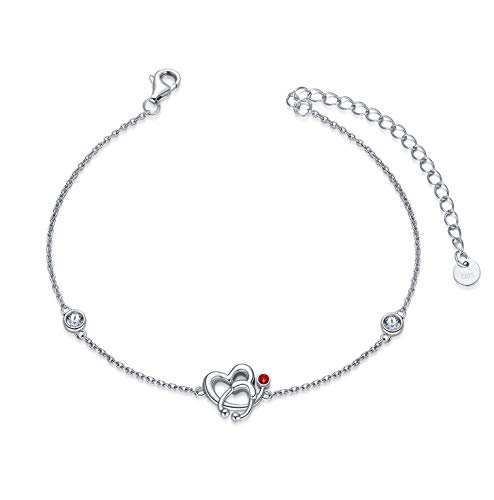 AOBOCO 925 Sterling Silber Krankenschwester Armbänder Herz Stethoskop mit Geburtsstein Schmuck Geschenk für Doktor Medizinstudent Geburtstag Weihnachten für Frauen - Rubin Rot AOBOCO 925 Sterling Silber Krankenschwester Armbänder Herz Stethoskop mit Geburtsstein Schmuck Geschenk für Doktor Medizinstudent Geburtstag Weihnachten für Frauen - Rubin Rot von AOBOCO