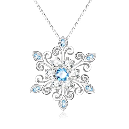 AOBOCO 925 Sterling Silber Schneeflocke Kette mit Fleur de Lis Design Weihnachten Halskette Schmuck Geschenke für Frauen von AOBOCO