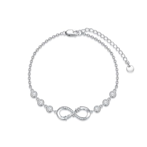 AOBOCO 925 Sterlingsilber Tochter Unendlichkeit Verstellbares Gliederarmband Geburtstagsgeschenk für die Tochter von der Mutter von AOBOCO