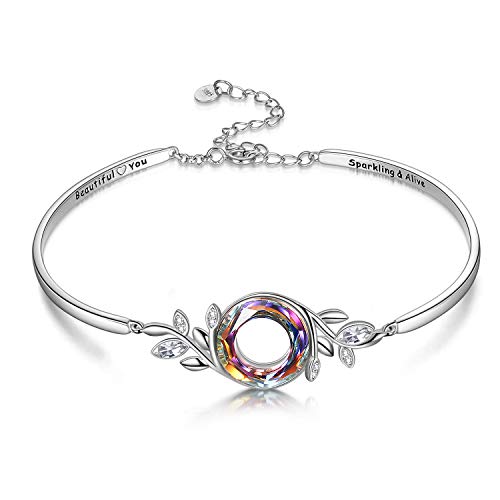 AOBOCO Armreif aus Sterlingsilber mit Kristallen – Beautiful You – Gravur inspirierende Armbänder Schmuck Geschenk für Sie von AOBOCO