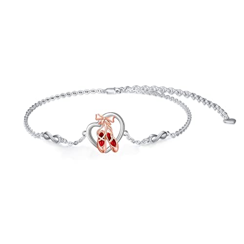 AOBOCO Ballett Geschenke 925 Sterling Silber Ballerina Ballettschuhe Gliederkette Armband Tänzerin Ballettkonzert Geschenke für Frauen von AOBOCO