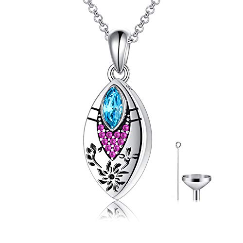 AOBOCO Evil Eye Urnenkette für Ashes 925 Sterling Silber Asche Urne Anhänger Cremation Halskette mit Kristall Memory Schmuck für Damen von AOBOCO