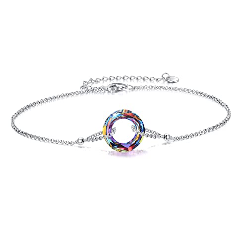 AOBOCO Fußkettchen für Damen 925 Sterling Silber Verstellbare Fusskettchen mit Kristallen Geburtstags Weihnachten Geschenke für Sie Frauen Freundin Schwester Tochter von AOBOCO