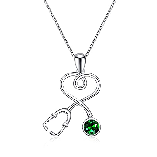 AOBOCO Kette Damen Halskette Silber 925 AnhäNger Kristall Stethoskop Schmuck Necklace Geschenke für Frauen Krankenschwester Arzt Medizinstudenten AOBOCO Kette Damen Halskette Silber 925 AnhäNger Kristall Stethoskop Schmuck Necklace Geschenke für Frauen Krankenschwester Arzt Medizinstudenten von AOBOCO