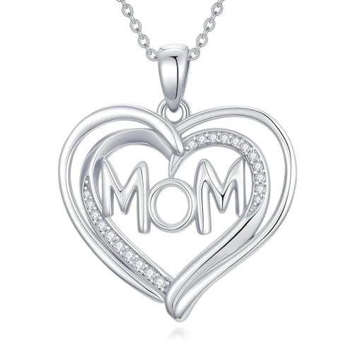 AOBOCO Muttertagsgeschenke für Mama - Halskette aus Sterlingsilber mit Herzanhänger, Muttertagsgeschenke von Sohn und Tochter. AOBOCO Muttertagsgeschenke für Mama - Halskette aus Sterlingsilber mit Herzanhänger, Muttertagsgeschenke von Sohn und Tochter. von AOBOCO