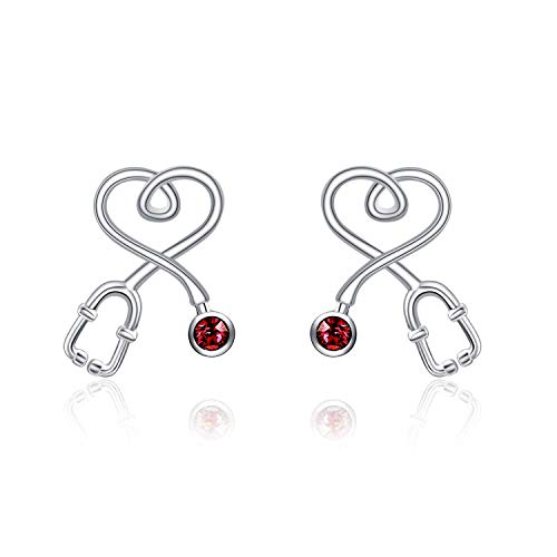 AOBOCO Ohrstecker Silber 925 Damen Ärztin Ohrringe Stecker Herz Kristall Earring Schmuck Geschenke Frauen Krankenschwester Medizinstudent von AOBOCO