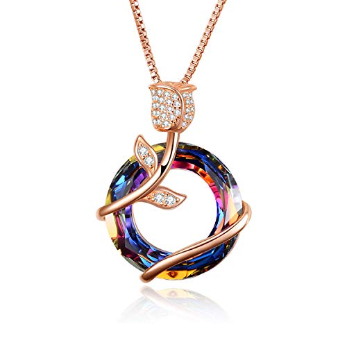AOBOCO Sterling Silber Kette Damen Rose Anhänger Halskette mit Kristallen Schmuck Jahrestag Valentinstag Geburtstagsgeschenk für Freundin Frau Mutter Sie Frauen AOBOCO Sterling Silber Kette Damen Rose Anhänger Halskette mit Kristallen Schmuck Jahrestag Valentinstag Geburtstagsgeschenk für Freundin Frau Mutter Sie Frauen von AOBOCO