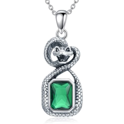 AOBOCO Schlangen Kette 925 Sterling silber Schlangenhalskette Snake Necklace mit grünem Kristall-Gemstein - Geschenk für Frauen Damen AOBOCO Schlangen Kette 925 Sterling silber Schlangenhalskette Snake Necklace mit grünem Kristall-Gemstein - Geschenk für Frauen Damen von AOBOCO