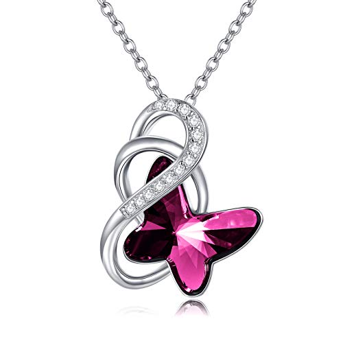 AOBOCO Sterling Silber Schmetterlinge Kette Damen, Schmetterling Schmuck Geschenke für Frauen Mädchen Mama Freundin (Lila) von AOBOCO