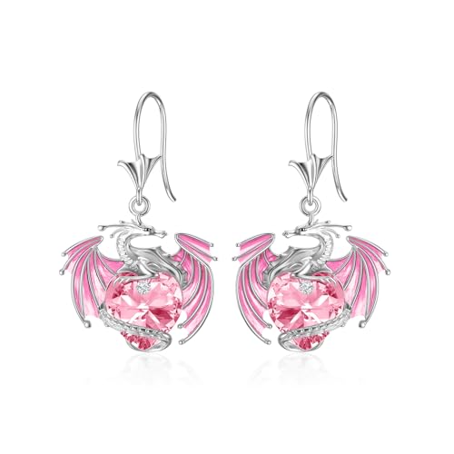 Drachen Ohrringe Sterlingsilber Drop Dangle Drachenohrringe mit Kristallen Geschenk für Frauen (10-Okt.) von AOBOCO