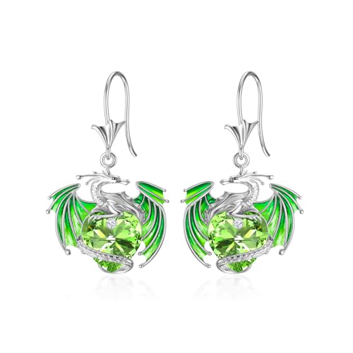 Drachen Ohrringe Sterlingsilber Drop Dangle Drachenohrringe mit Kristallen Geschenk für Frauen (08-Aug.) von AOBOCO