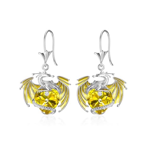 Drachen Ohrringe Sterlingsilber Drop Dangle Drachenohrringe mit Kristallen – Geschenk für Frauen (11-Nov.) von AOBOCO