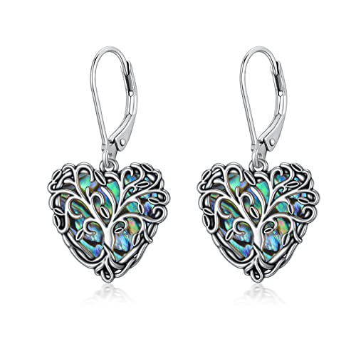 Lebensbaum Ohrringe 925 Sterling Silber Baum des Lebens Abalone Leverback Ohrhänger Lebensbaum Ohrringe 925 Sterling Silber Baum des Lebens Abalone Leverback Ohrhänger von AOBOCO