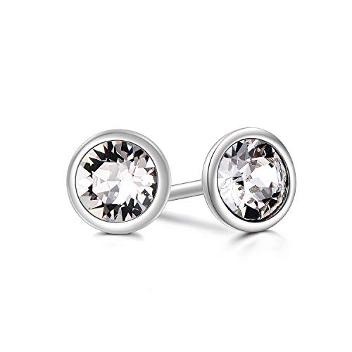 AOBOCO Simulierter Diamant Moissanite Ohrringe, Ohrstecker 925 Silber Zirkonia Damen Ohrringe Stecker mit Kristallen (3mm) von AOBOCO