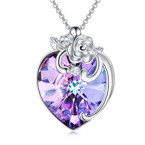 AOBOCO Halskette Damen Kristall Herz Kette AnhäNger 925 Sterling Silber Ketten Necklace Schmuck Geschenke für Frauen Freundin Mama von AOBOCO