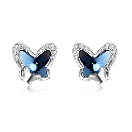Schmetterling Ohrringe Kinder Sterling Silber 925 Mädchen Ohrstecker, Geburtstagsgeschenke für Frauen Tochter (Blua) von AOBOCO