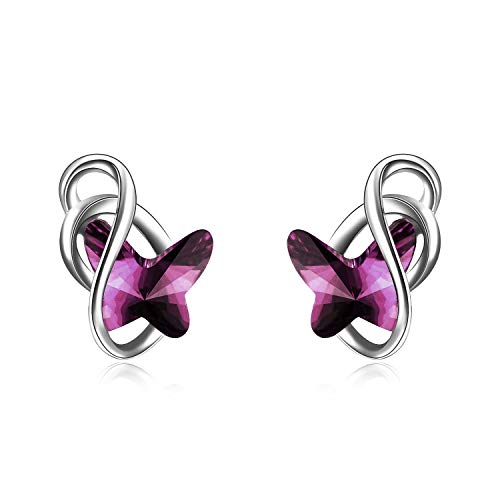 AOBOCO Schmetterling Ohrstecker 925 Sterling Silber Damen Schmetterling Ohrringe für Mädchen Kinder (amethyst) von AOBOCO