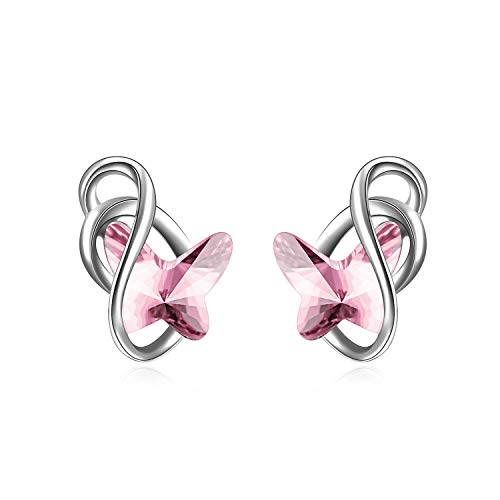 Schmetterling Ohrstecker 925 Sterling Silber Ohrringe für Frauen Mädchen Damen (rosa) von AOBOCO