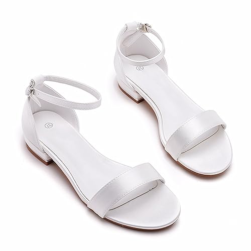 AOBOKA Hochzeitsschuhe für Damen, 2 cm einfache einfarbige Brautsandalen aus Satin, Hochzeitsfeier-Abendkleid, Bühnenaufführung, Alltags-Casual-Pumps, 40 EU,White von AOBOKA