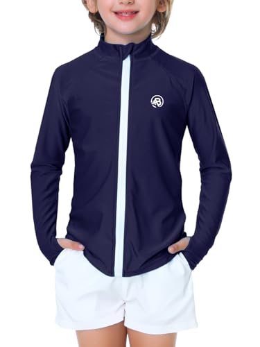 AOBUTE Unisex Kinder Rashguard mit Reißverschluss, LSF 50+, UV-Schutz, Sonnenshirt mit Daumenloch, 3–12 Jahre von AOBUTE