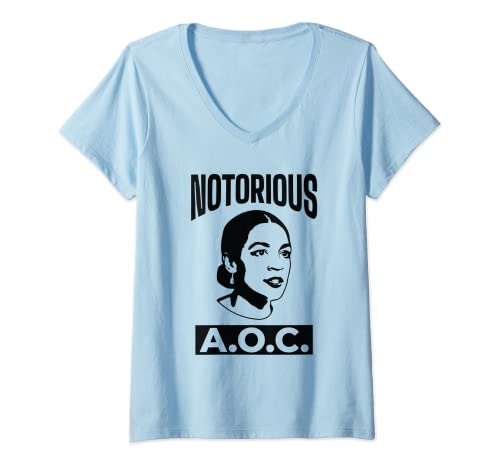 Damen Alexandria Ocasio-Cortez The Notorious AOC T-Shirt mit V-Ausschnitt Damen Alexandria Ocasio-Cortez The Notorious AOC T-Shirt mit V-Ausschnitt von AOC 2028