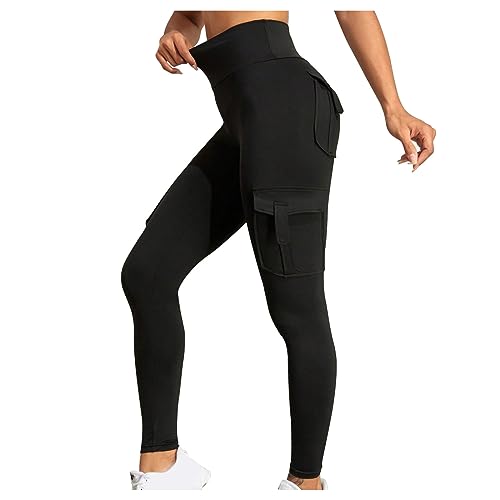 AOCRD Cargo-Leggings für Damen, hohe Taille, Yoga-Leggings, Bauchkontrolle, Trainingshose, Laufen, Stretch, Tasche, Jogginghose, schmale Passform, Damen-Sportbekleidung von AOCRD