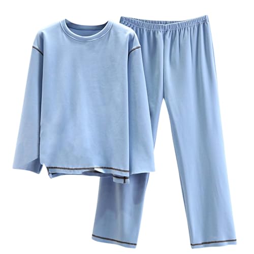 AOCRD Loungewear für Damen, lässiges Pyjama-Set für Damen, klassisches Pullover-Oberteil mit Rundhalsausschnitt und Hose mit elastischem Bund und geradem Bein, bequemer Sweatsuit-Pyjama für Damen von AOCRD