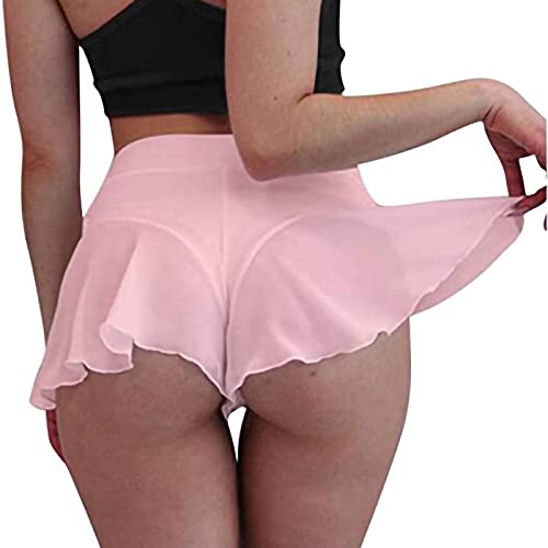 AOCRD Women's Sexy Charming High Waist Pole Dance Ruffled Shorts Hot Pants Tight Bikini Shorts Swimwear Badeanzug Beachwear Sets Hawaii Meer Strand (Rosa01, 3XL) von AOCRD