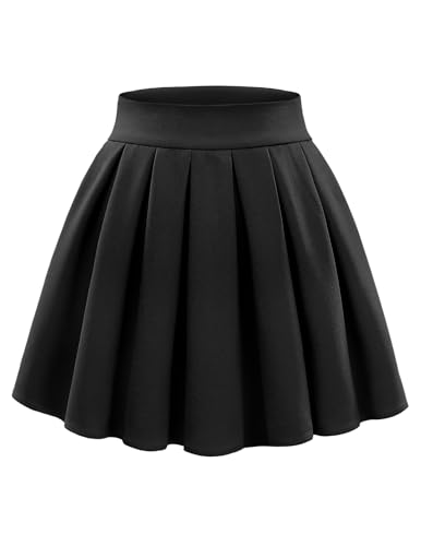 AOCZZ Damen Basic Vielseitig Skater Kurz Faltenrock Stretchy Casual A-Linie Tennis Schule Rock für Mädchen Mini Tanz Rock von AOCZZ